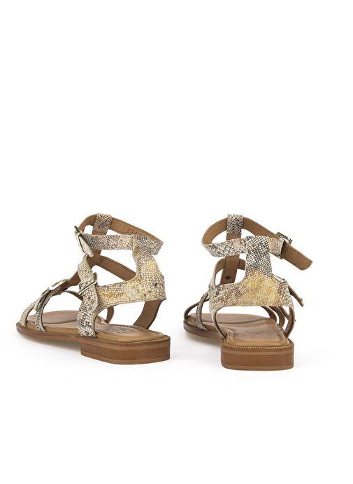 Ziya, Kadın Hakiki Deri Sandalet 1511047Z16222 Bej-Yılan - Görsel 4