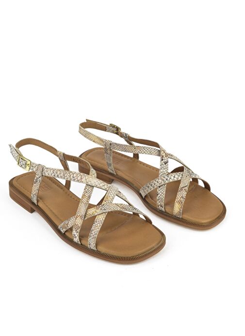 Ziya, Kadın Hakiki Deri Sandalet 1511047Z16213 Bej-Yılan - Görsel 3