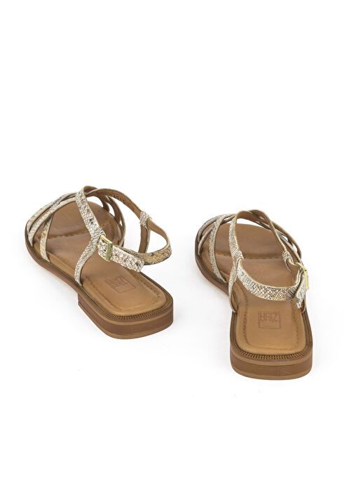 Ziya, Kadın Hakiki Deri Sandalet 1511047Z16213 Bej-Yılan - Görsel 4