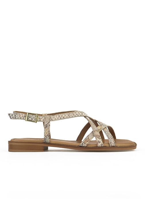 Ziya, Kadın Hakiki Deri Sandalet 1511047Z16213 Bej-Yılan - Görsel 2