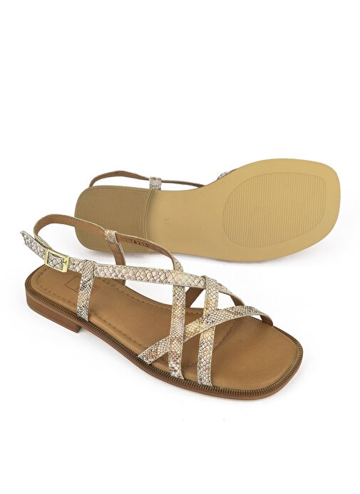 Ziya, Kadın Hakiki Deri Sandalet 1511047Z16213 Bej-Yılan - Görsel 5