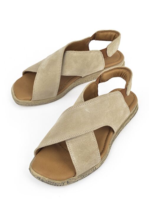Ziya, Kadın Hakiki Deri Sandalet 1511047Z706 Bej - Görsel 6