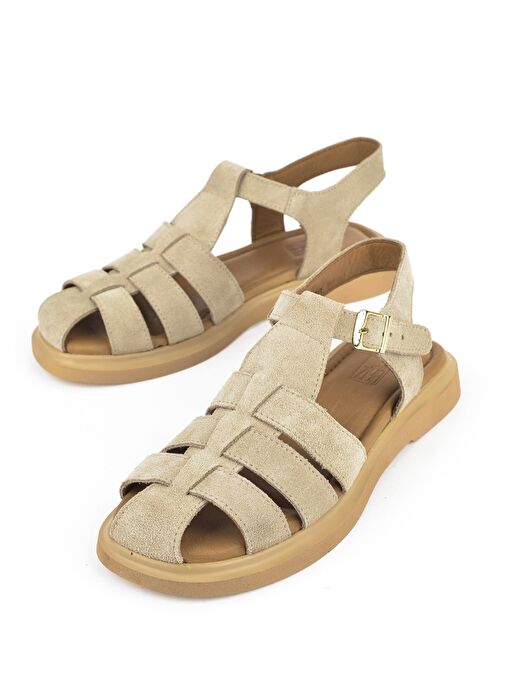 Ziya, Kadın Hakiki Deri Sandalet 1511047Z6002 Bej - Görsel 6