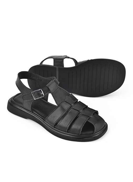 Ziya, Kadın Hakiki Deri Sandalet 1511047Z600 Siyah - Görsel 5