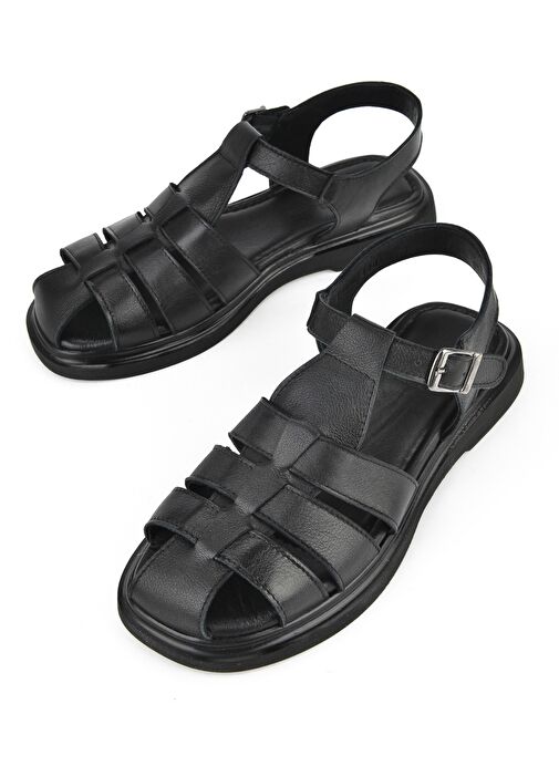 Ziya, Kadın Hakiki Deri Sandalet 1511047Z600 Siyah - Görsel 6