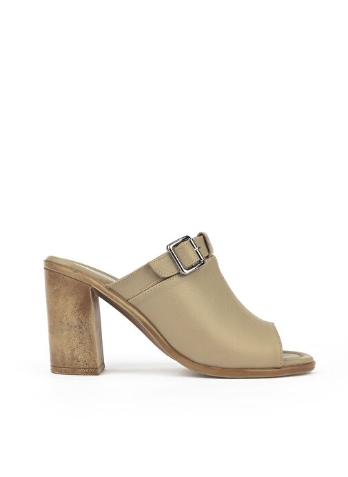 Ziya, Kadın Hakiki Deri Topuklu Terlik 1511020Z1703 Bej - Görsel 2