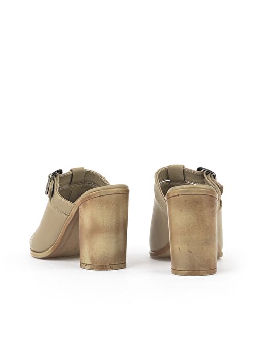 Ziya, Kadın Hakiki Deri Topuklu Terlik 1511020Z1703 Bej - Görsel 4