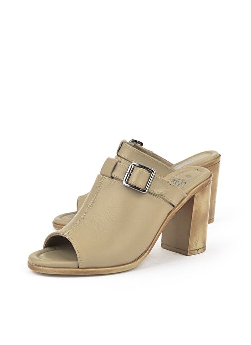 Ziya, Kadın Hakiki Deri Topuklu Terlik 1511020Z1703 Bej - Görsel 6