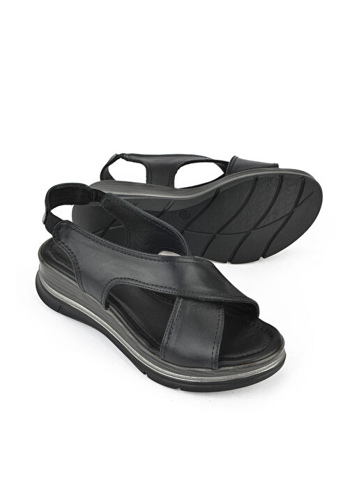 Ziya Siyah Kadın Deri Sandalet 1511020Z2562_000 - Görsel 5
