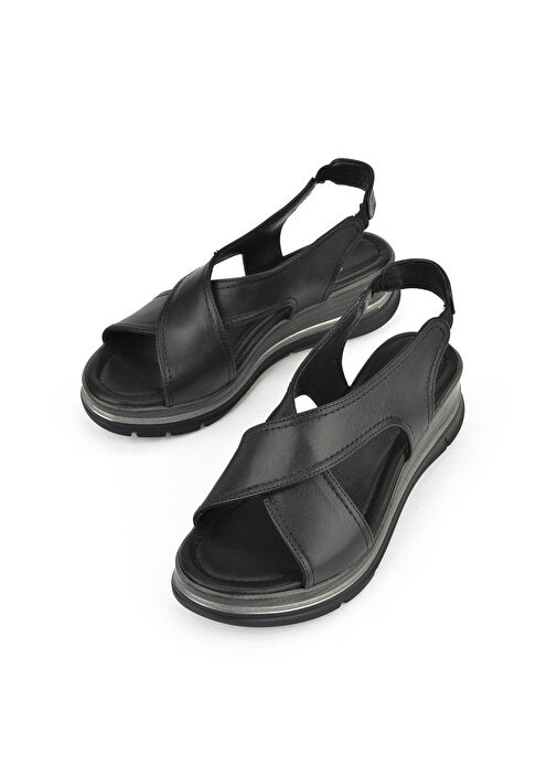 Ziya Siyah Kadın Deri Sandalet 1511020Z2562_000 - Görsel 6