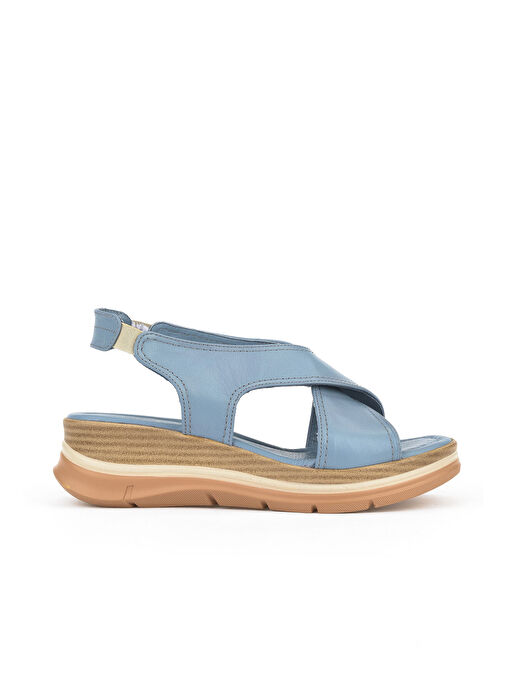 Ziya Mavi Kadın Deri Sandalet 1511020Z2562_210 - Görsel 2