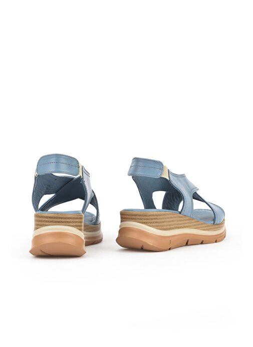 Ziya Mavi Kadın Deri Sandalet 1511020Z2562_210 - Görsel 4