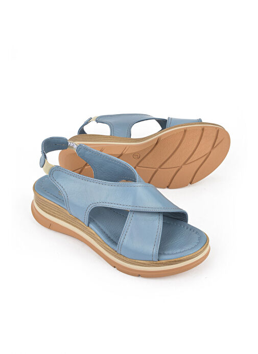 Ziya Mavi Kadın Deri Sandalet 1511020Z2562_210 - Görsel 5