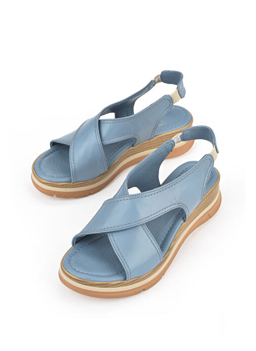 Ziya Mavi Kadın Deri Sandalet 1511020Z2562_210 - Görsel 6