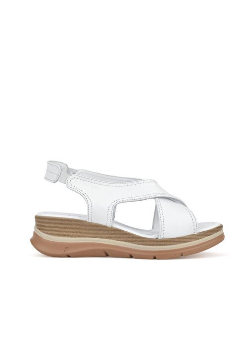 Ziya Beyaz Kadın Deri Sandalet 1511020Z2562_500 - Görsel 2