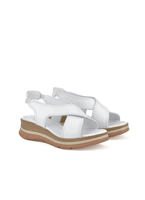 Ziya Beyaz Kadın Deri Sandalet 1511020Z2562_500 - Görsel 3