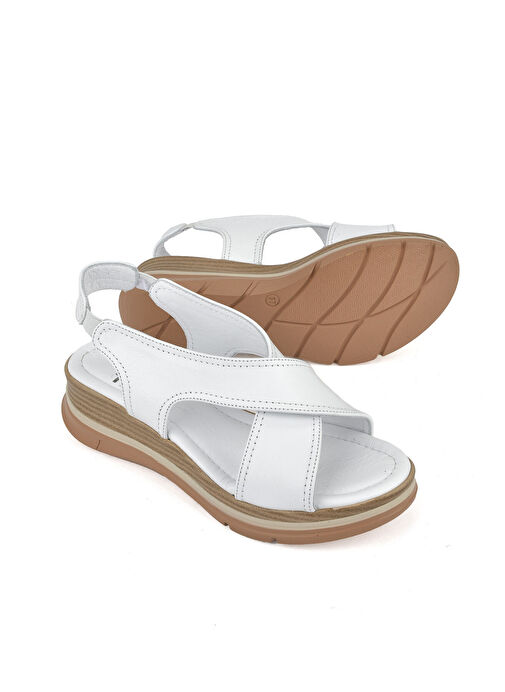 Ziya Beyaz Kadın Deri Sandalet 1511020Z2562_500 - Görsel 5