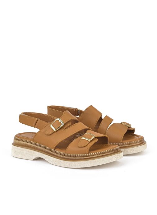 Ziya, Kadın Hakiki Deri Dolgu Topuk Sandalet 1511020Z6122 Taba - Görsel 3