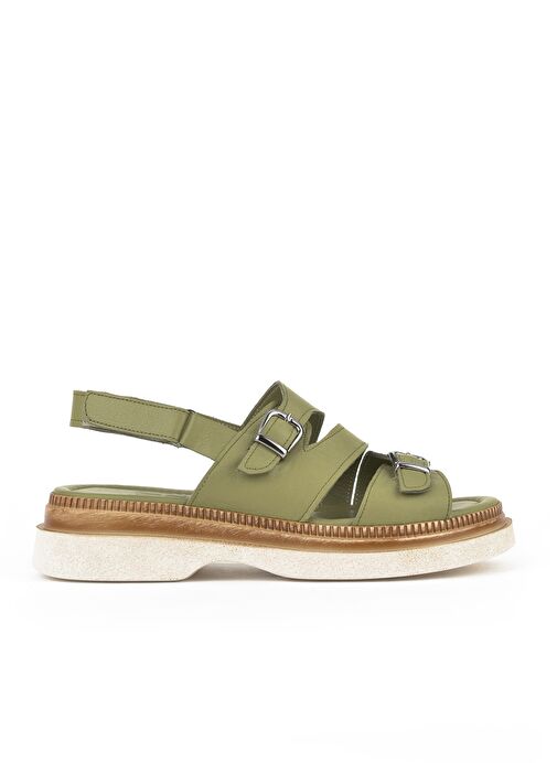 Ziya, Kadın Hakiki Deri Dolgu Topuk Sandalet 1511020Z6122 Yeşil - Görsel 2