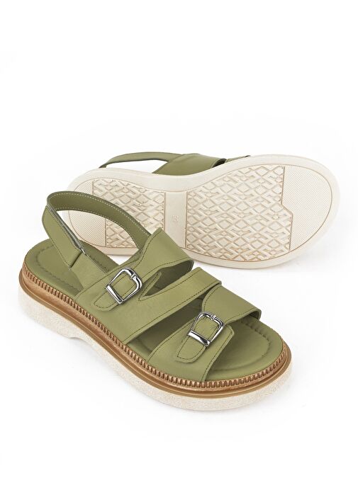 Ziya, Kadın Hakiki Deri Dolgu Topuk Sandalet 1511020Z6122 Yeşil - Görsel 5