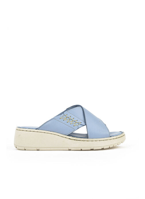 Ziya Mavi Kadın Deri Terlik 1511048Z15_661 - Görsel 2
