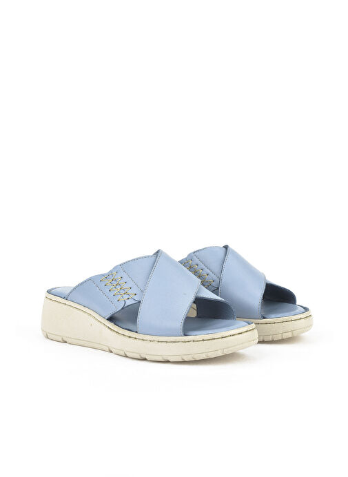 Ziya Mavi Kadın Deri Terlik 1511048Z15_661 - Görsel 3