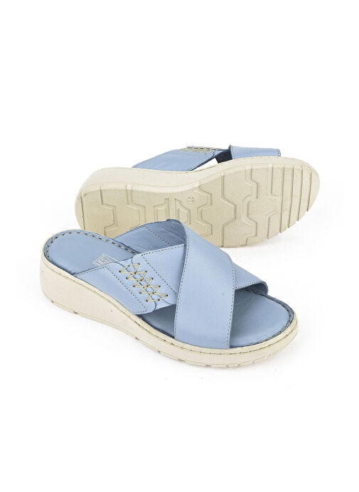 Ziya Mavi Kadın Deri Terlik 1511048Z15_661 - Görsel 5
