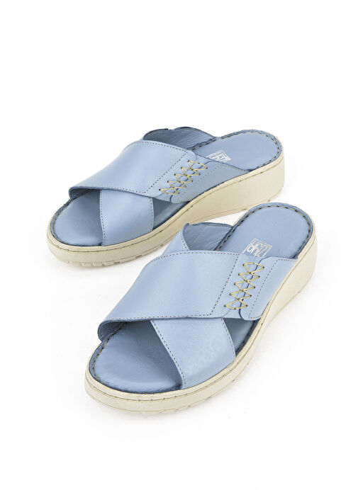 Ziya Mavi Kadın Deri Terlik 1511048Z15_661 - Görsel 6