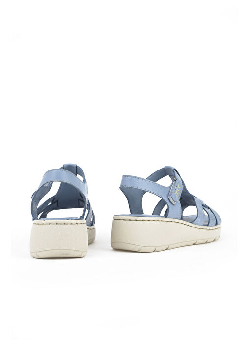 Ziya Mavi Kadın Deri Sandalet 1511048Z501_661 - Görsel 4