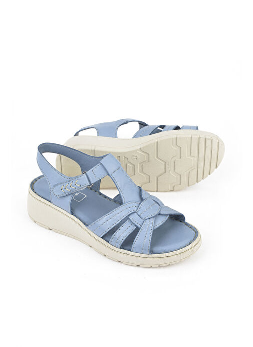 Ziya Mavi Kadın Deri Sandalet 1511048Z501_661 - Görsel 5