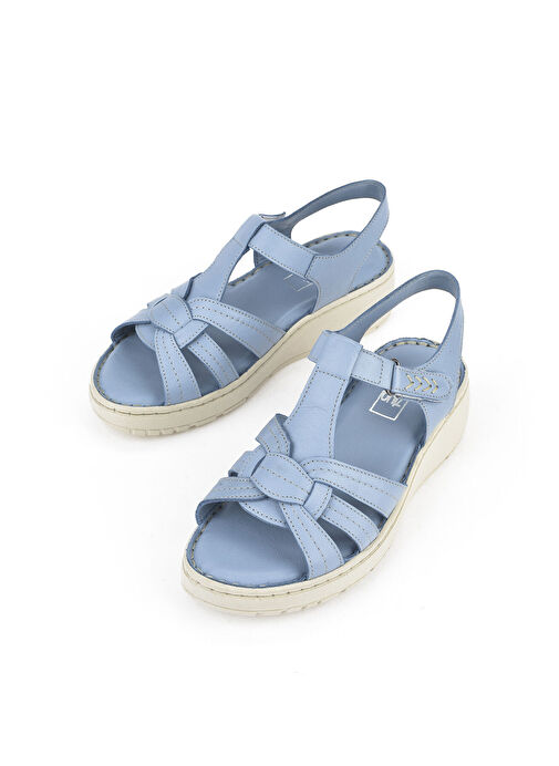 Ziya Mavi Kadın Deri Sandalet 1511048Z501_661 - Görsel 6