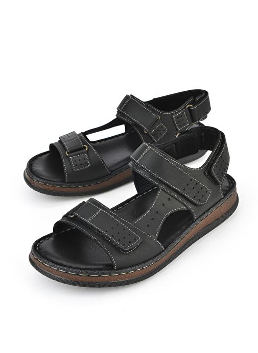 Ziya, Erkek Hakiki Deri Sandalet 1511045ZS6 Siyah - Görsel 6