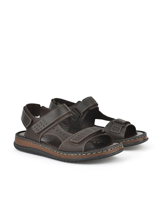 Ziya, Erkek Hakiki Deri Sandalet 1511045ZS6 Kahve - Görsel 3