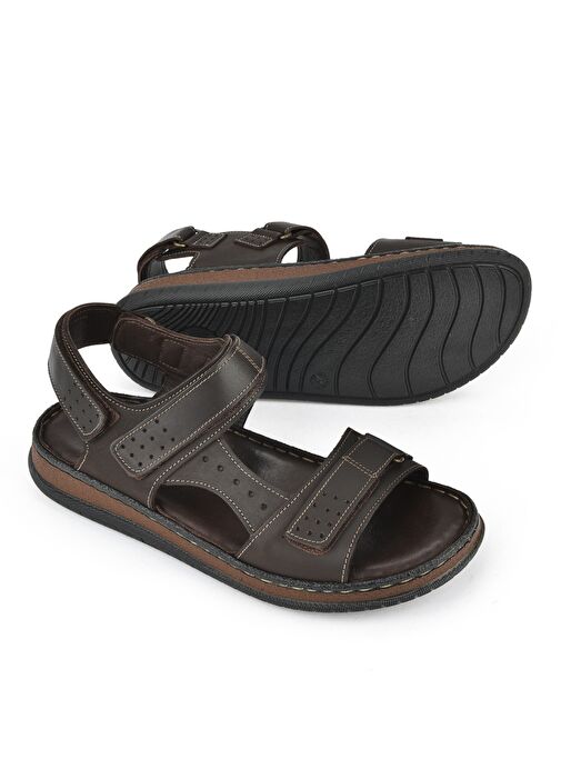 Ziya, Erkek Hakiki Deri Sandalet 1511045ZS6 Kahve - Görsel 5