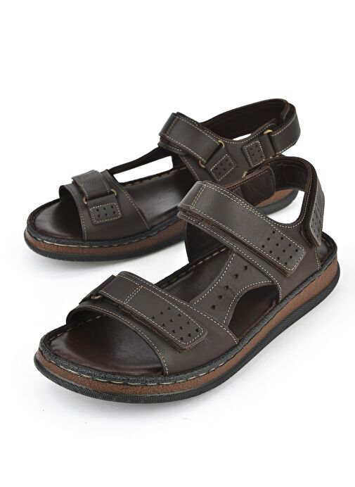Ziya, Erkek Hakiki Deri Sandalet 1511045ZS6 Kahve - Görsel 6