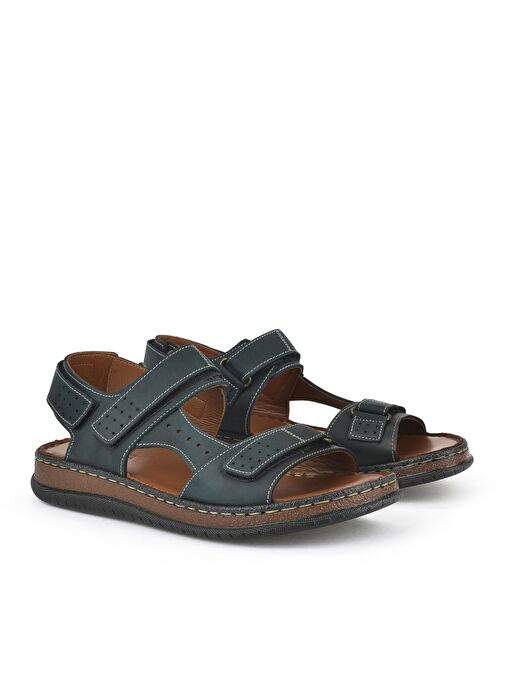 Ziya, Erkek Hakiki Deri Sandalet 1511045ZS6 Yeşil - Görsel 3