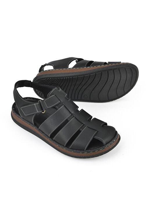 Ziya, Erkek Hakiki Deri Sandalet 1511045ZS32 Siyah - Görsel 5