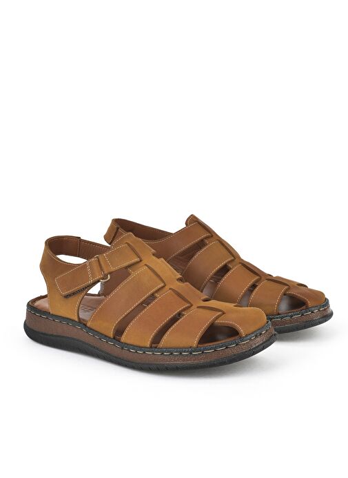 Ziya, Erkek Hakiki Deri Sandalet 1511045ZS32 Taba - Görsel 3