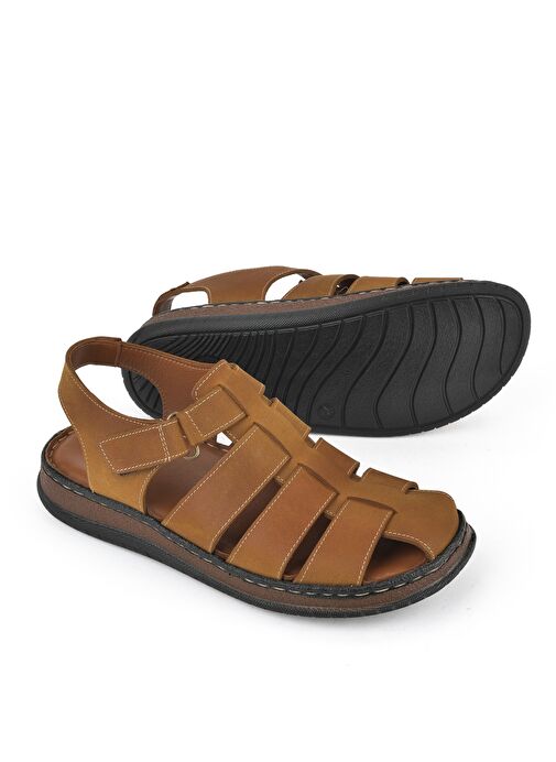Ziya, Erkek Hakiki Deri Sandalet 1511045ZS32 Taba - Görsel 5