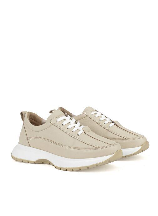 Ziya, Kadın Hakiki Deri Sneaker 1511050Z2052 Bej - Görsel 3