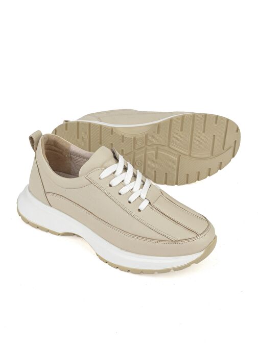Ziya, Kadın Hakiki Deri Sneaker 1511050Z2052 Bej - Görsel 5