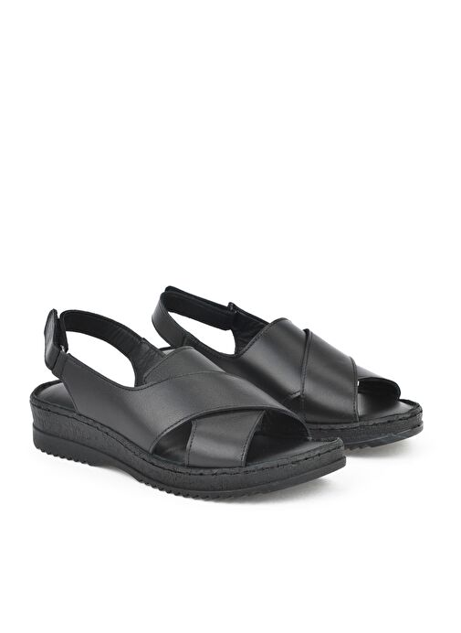 Ziya, Kadın Hakiki Deri Sandalet 1511051Z036 Siyah - Görsel 3
