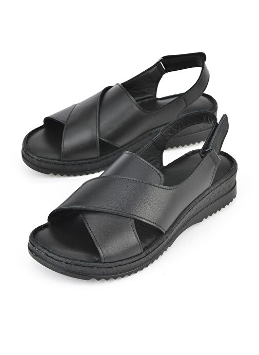 Ziya, Kadın Hakiki Deri Sandalet 1511051Z036 Siyah - Görsel 6