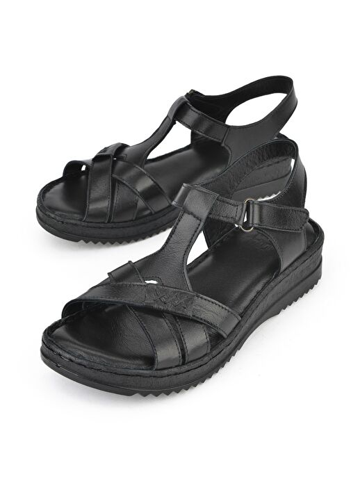 Ziya, Kadın Hakiki Deri Sandalet 1511051Z011 Siyah - Görsel 6