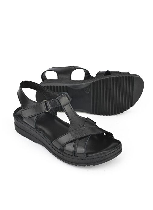 Ziya, Kadın Hakiki Deri Sandalet 1511051Z011 Siyah - Görsel 5