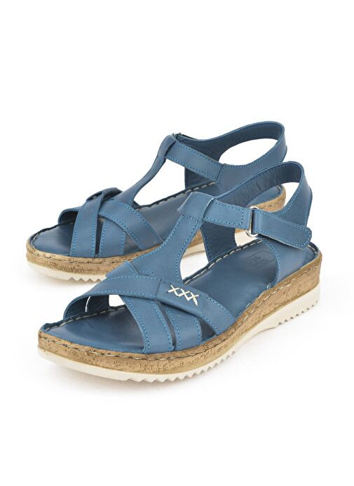 Ziya, Kadın Hakiki Deri Sandalet 1511051Z011 Mavi - Görsel 6