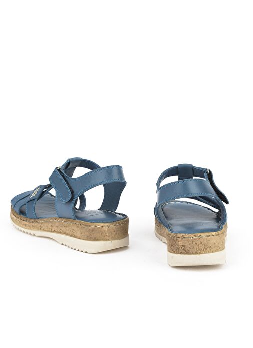 Ziya, Kadın Hakiki Deri Sandalet 1511051Z011 Mavi - Görsel 4