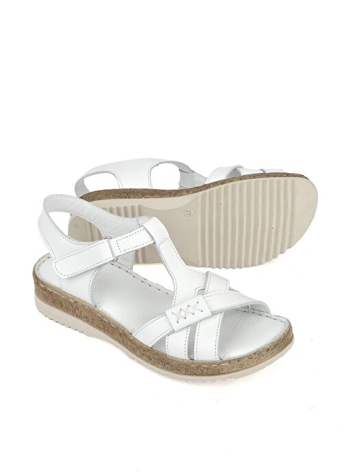 Ziya, Kadın Hakiki Deri Sandalet 1511051Z011 Beyaz - Görsel 5