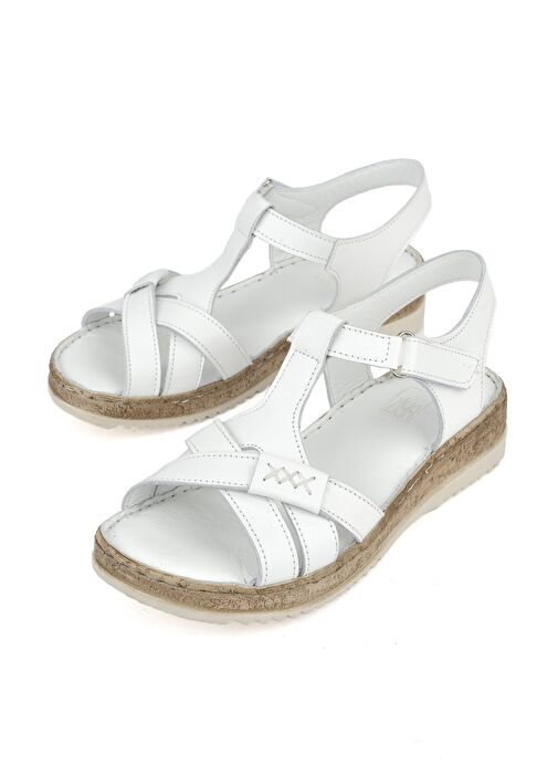 Ziya, Kadın Hakiki Deri Sandalet 1511051Z011 Beyaz - Görsel 6