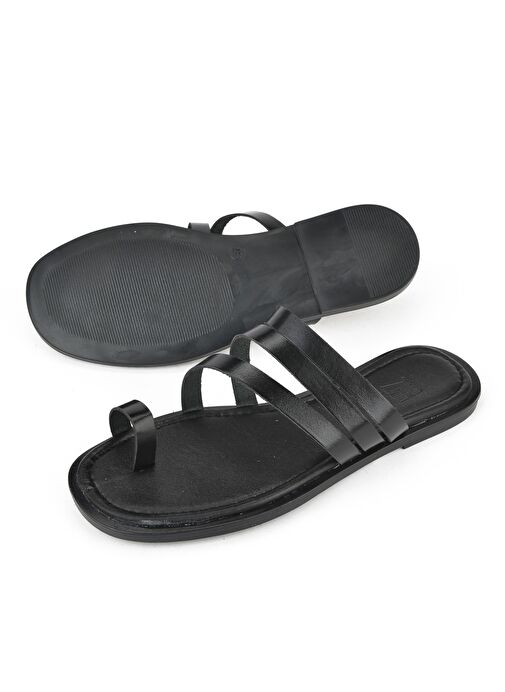 Ziya, Kadın Hakiki Deri Terlik 1511010Z1018 Siyah - Görsel 5